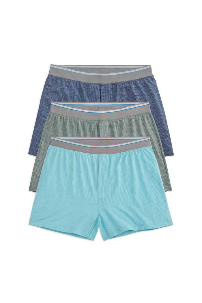 Front view of 3 pack Airknitx Knit Boxers in Morning Phase