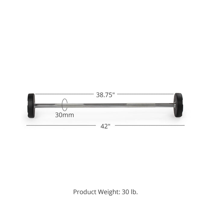 30 LB Straight Fixed Rubber Barbell