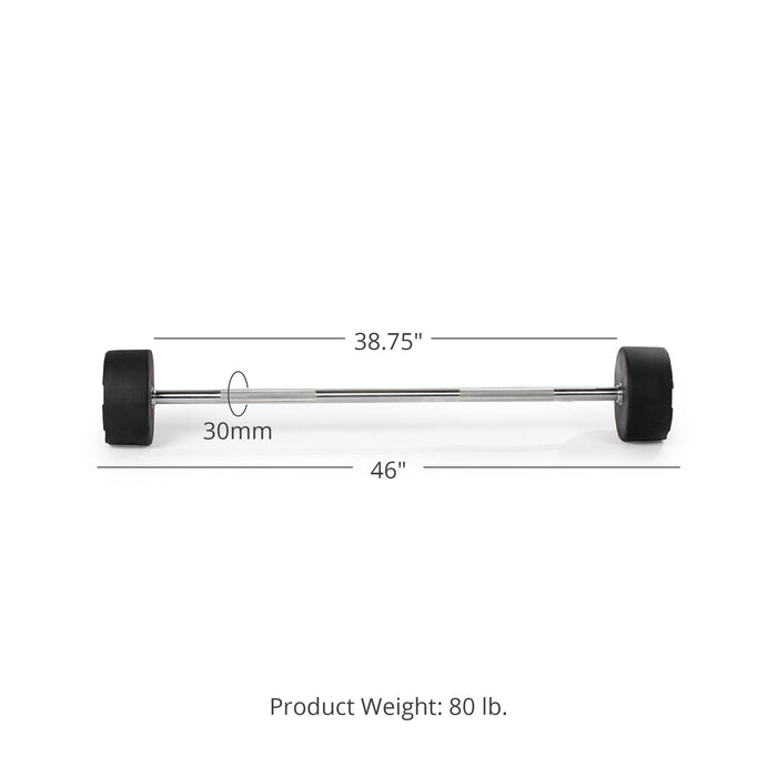 80 LB Straight Fixed Rubber Barbell