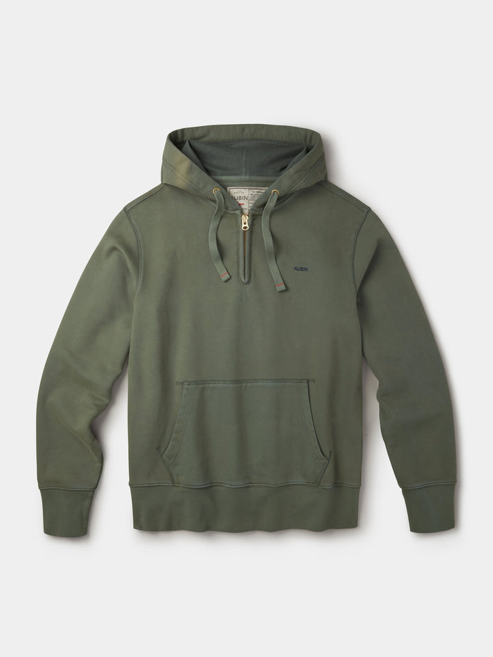 Aubin Khaki Baildon Zip Neck Hoody | Hoody