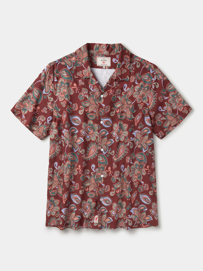 Aubin Dark Paisley Belmont Printed Shirt | Short Sleeve Shirt