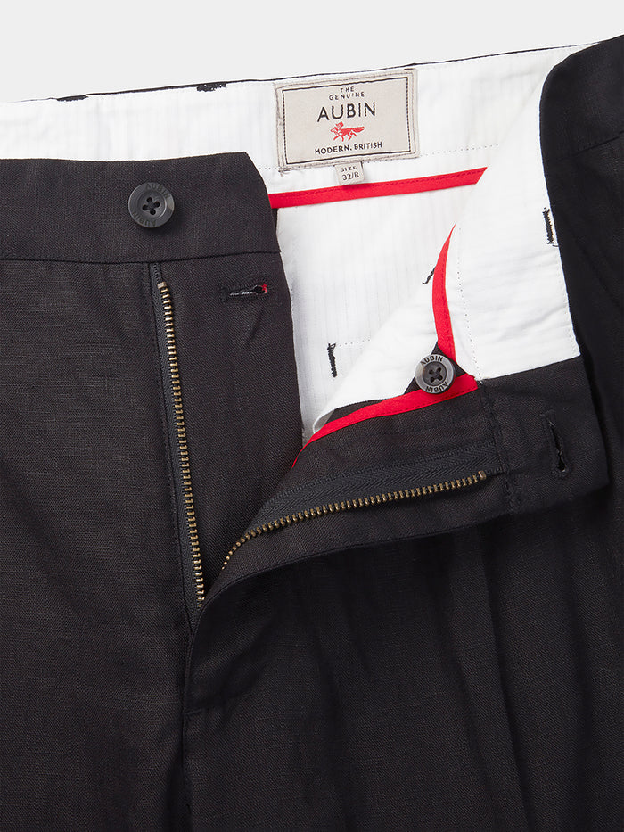 Aubin Black Belvedere Relaxed Linen Trouser | Linen Trousers