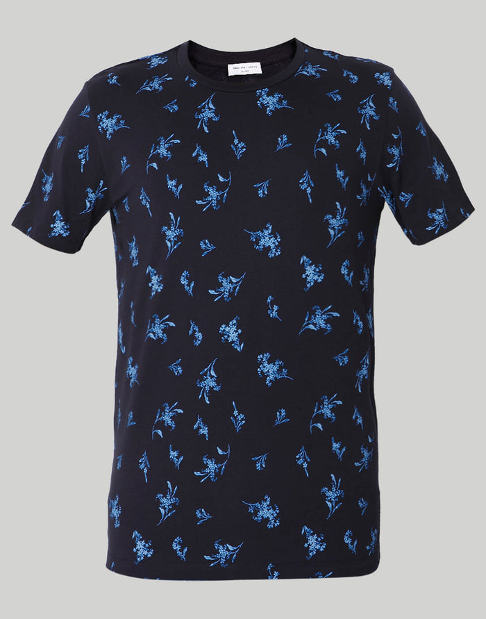 Black Floral Print Crew Neck T-Shirt