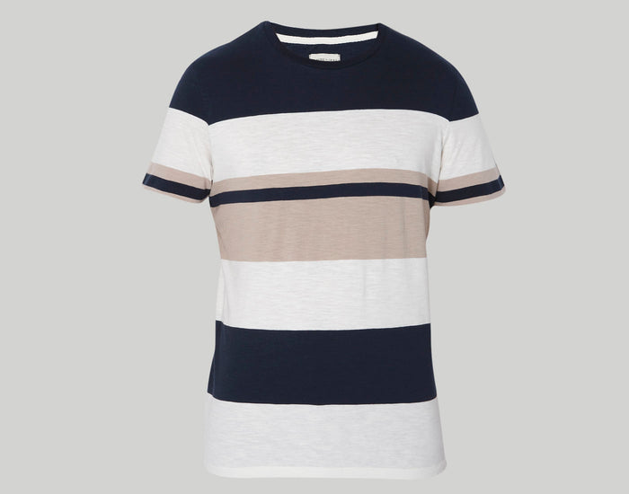 Blue Colourblocked Crew Neck T-Shirt