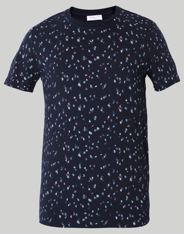 Blue Floral Print Crew Neck T-Shirt