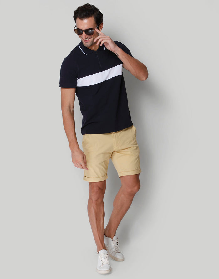 Blue Striped Polo Neck T-Shirt