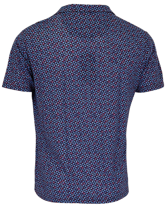 BOBBY CITY GEO MERINO JERSEY COLLARED SHIRT - PLUM