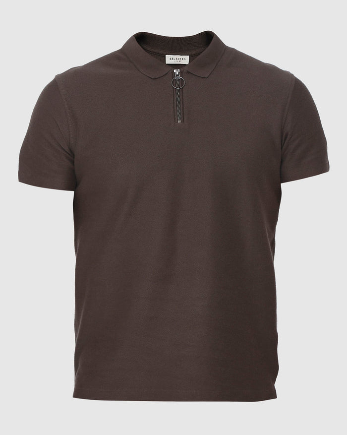 Brown Polo Neck T-Shirt
