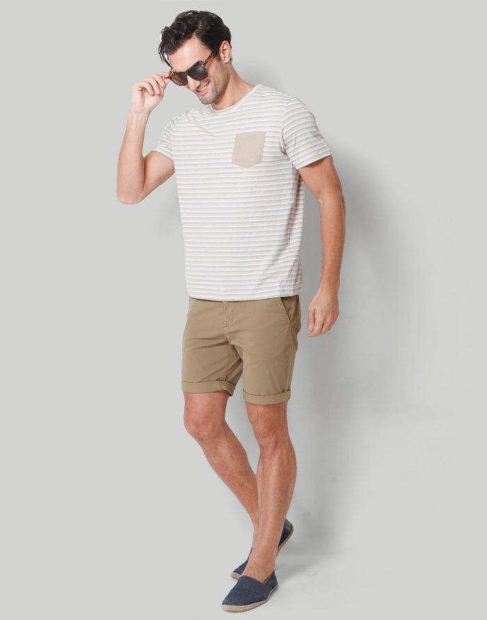 Brown Striped Crew Neck T-Shirt
