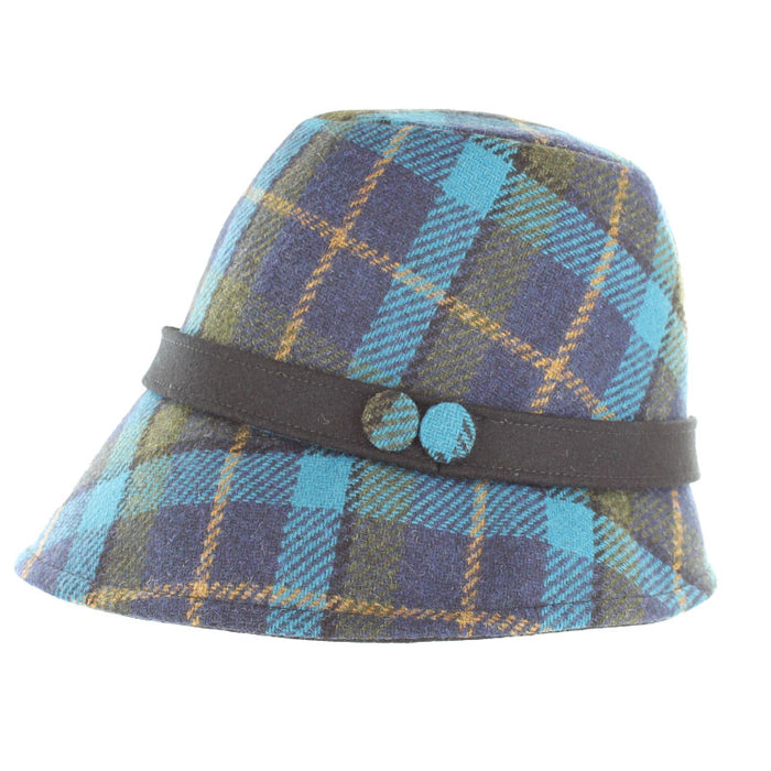 Clodagh Hat - Blue/Green Plaid