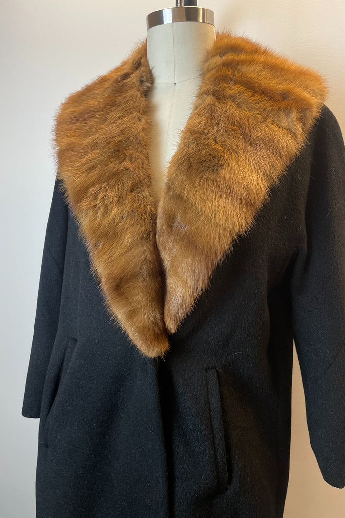 Deréta Black Wool and Mink Coat image 3