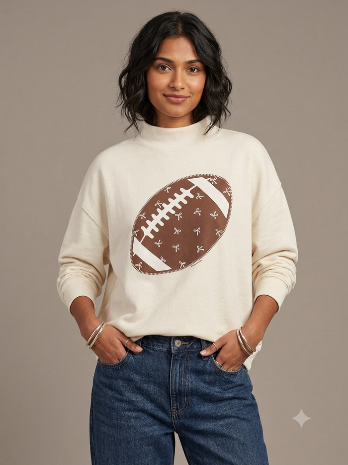 Football Mock Neck Sweatshirt