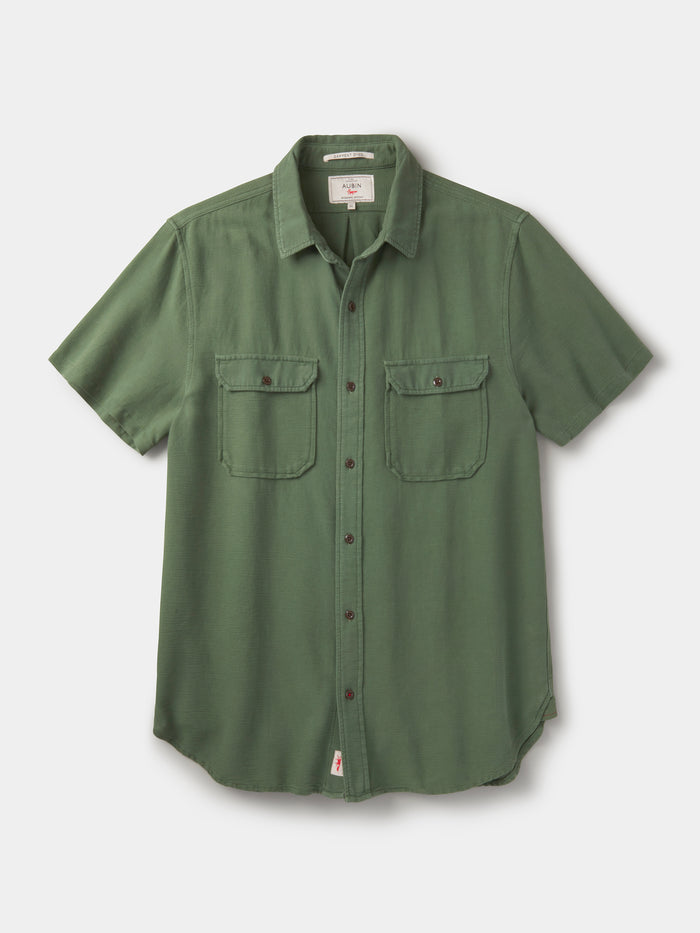 Aubin Khaki Gabriel Textured Utility Shirt | Short Sleeve Shirt