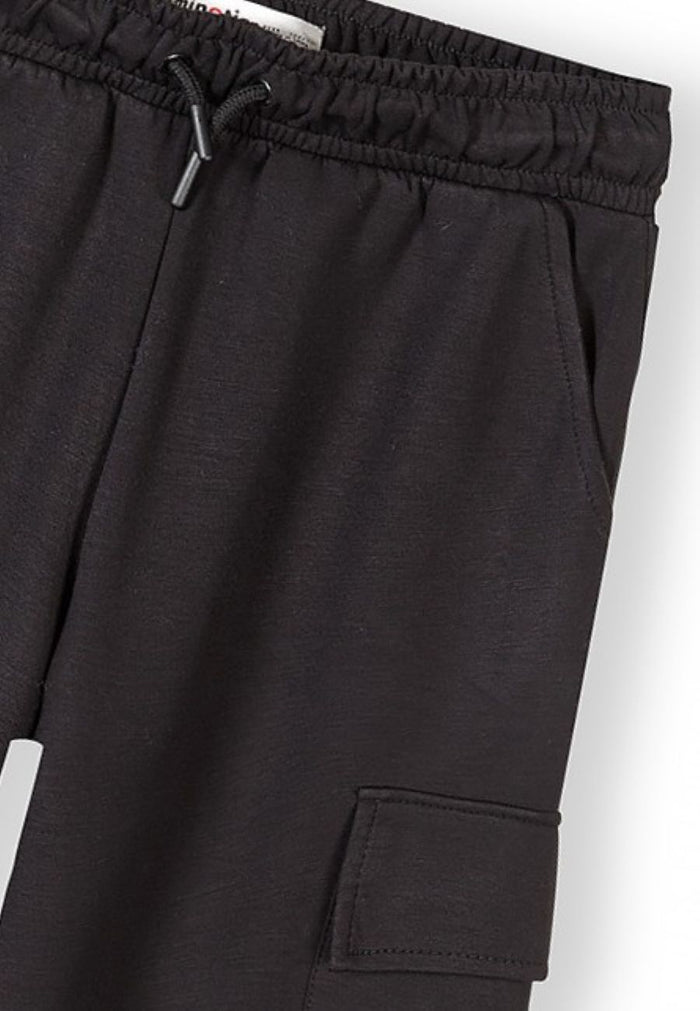 Wide Leg Joggers, Black, Cargo Pockets - 4