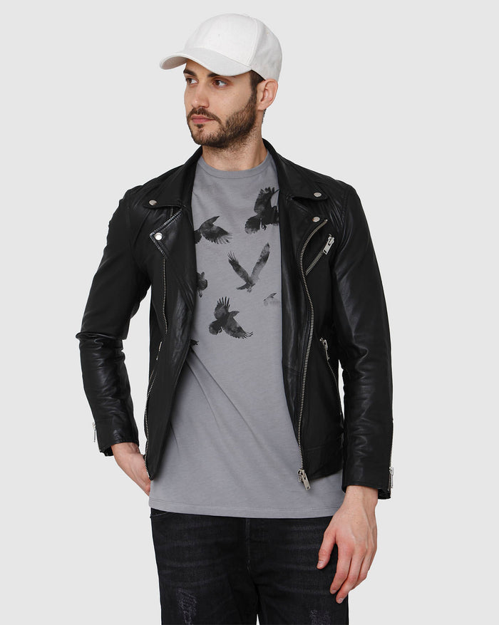 Grey Printed Crew Neck T-Shirt