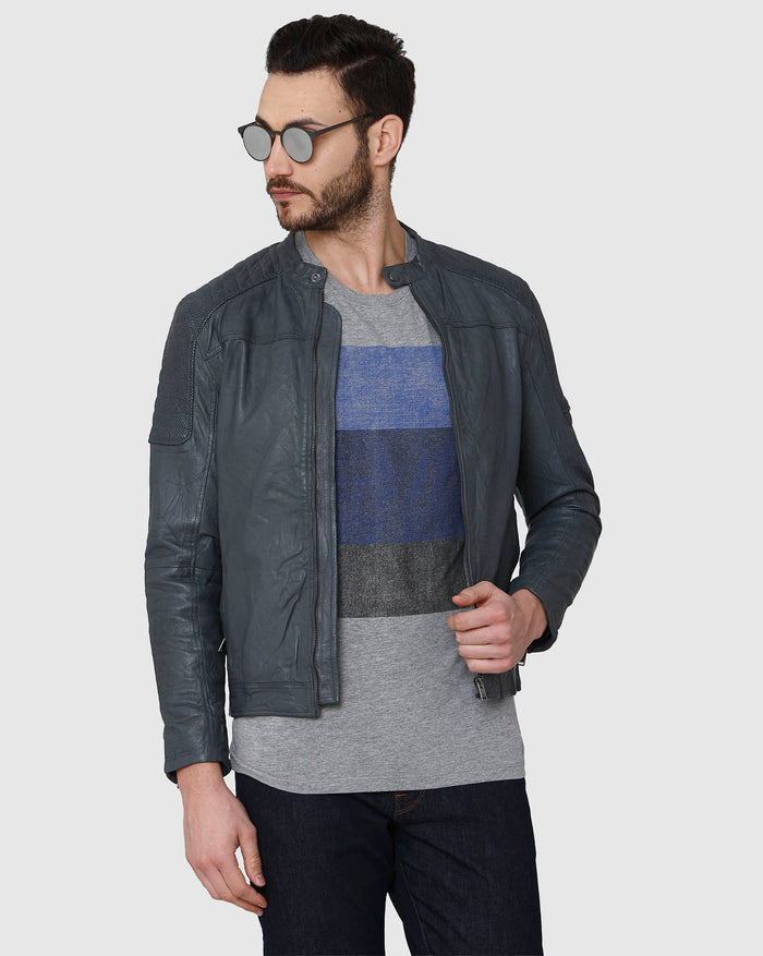 Grey Printed Crew Neck T-Shirt