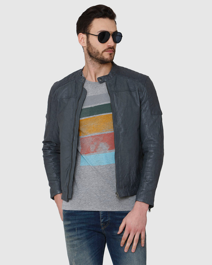 Grey Printed Crew Neck T-Shirt