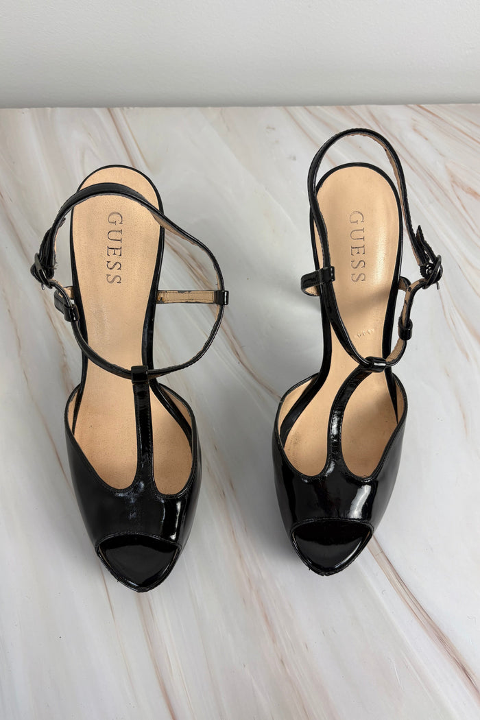 Guess Black Strap Heels
