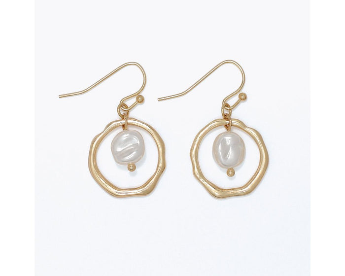 Hammered Pearl Drop Earrings
