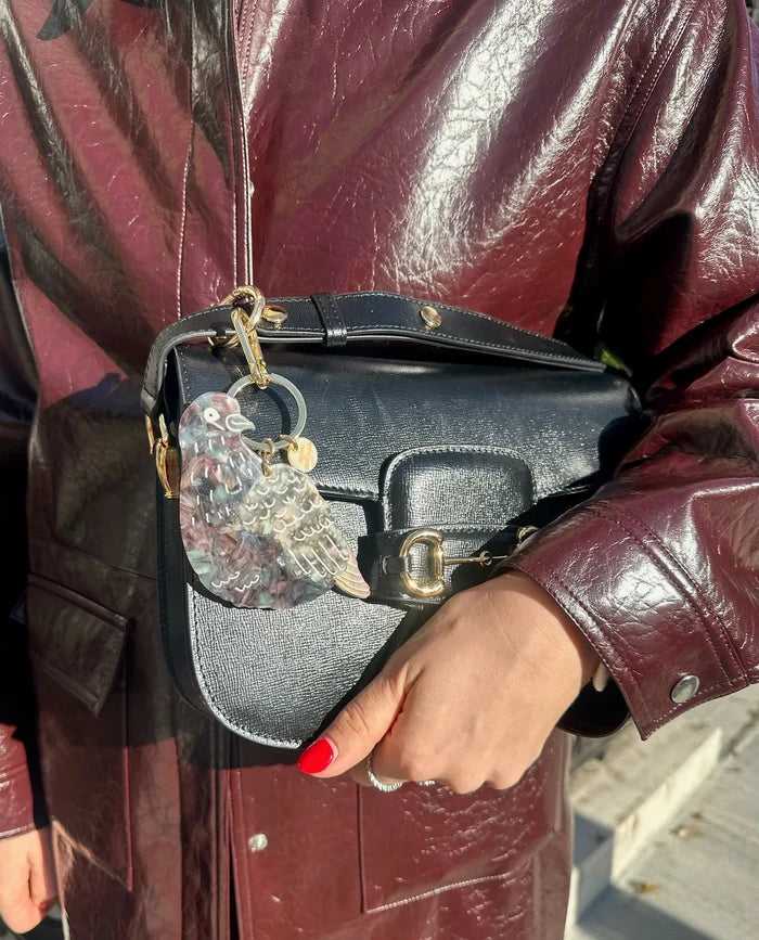 Hand-Painted Pigeon Bag Charm + Keychain - The New York Public Library Shop