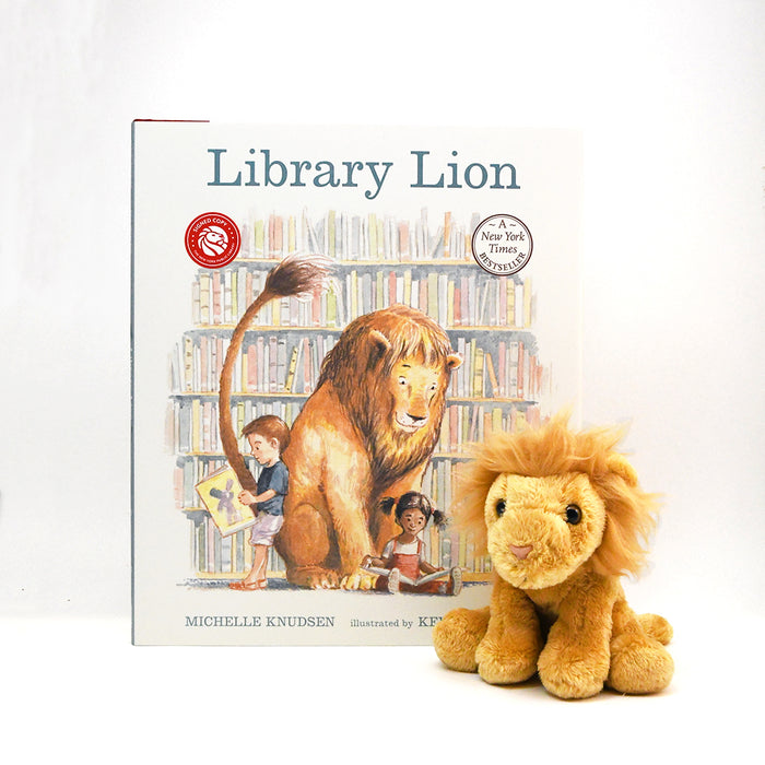 Hardcover Library Lion Book + Lion Plush Set