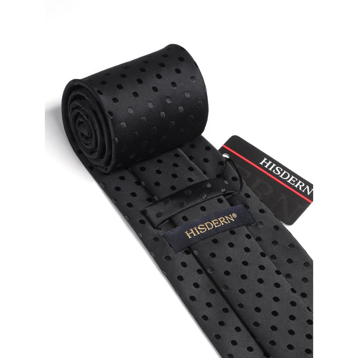 Polka Dot Tie Handkerchief Set - B1-ORANGE/BLACK