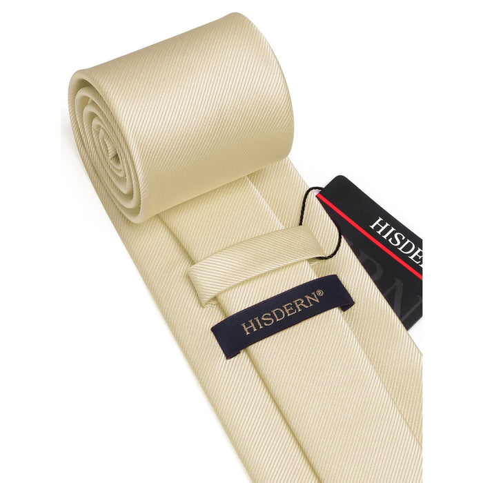 Solid 3.35 inch Tie Handkerchief Set - F-CHAMPAGNE BRIGHT