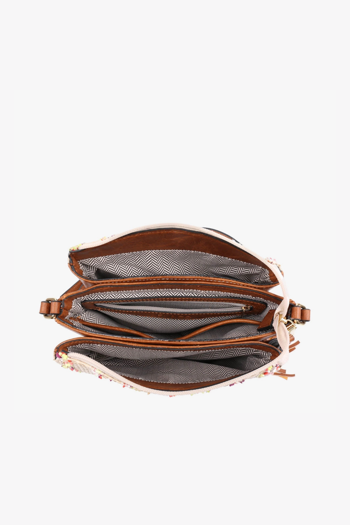 Jen & Co Sabrina 2 Tone Crossbody with 3 Compartments in Suede Olive