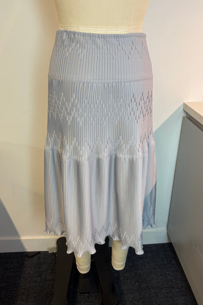 Light Blue Pleated Knit Midi Skirt