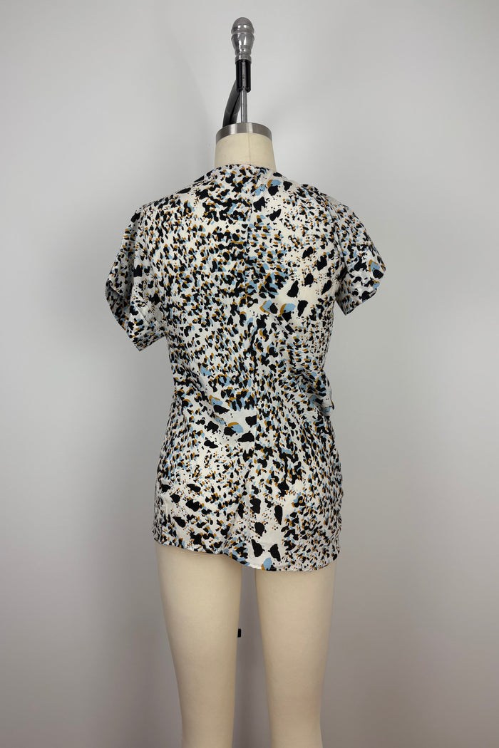 Lisa Ho Abstract Animal Print Silk Top