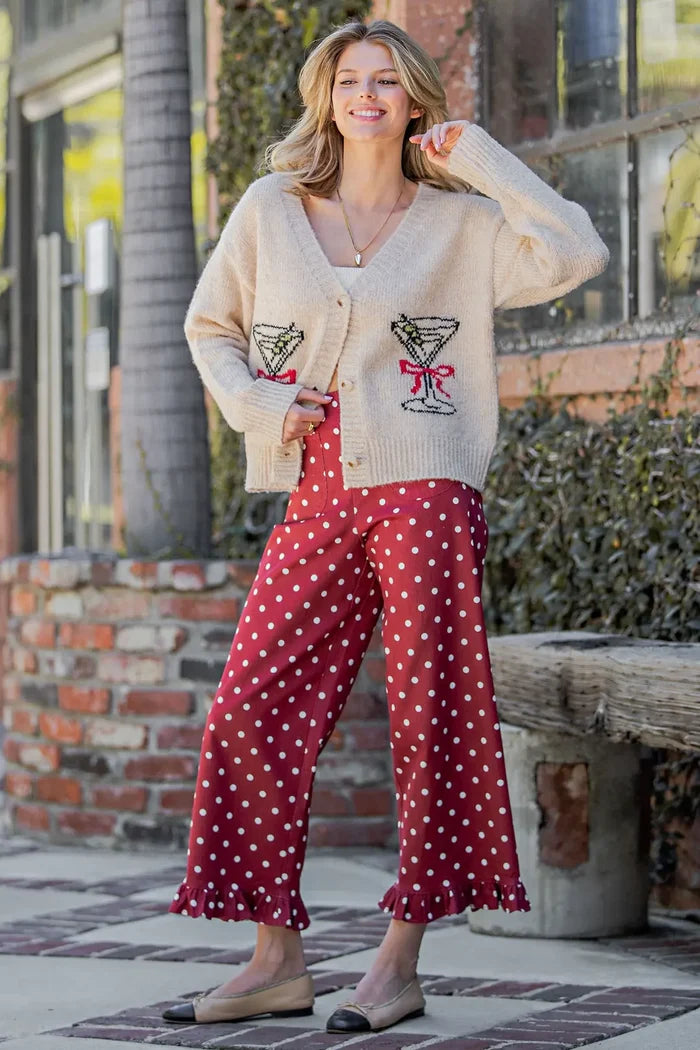 Martini Glass V-Neck Cardigan