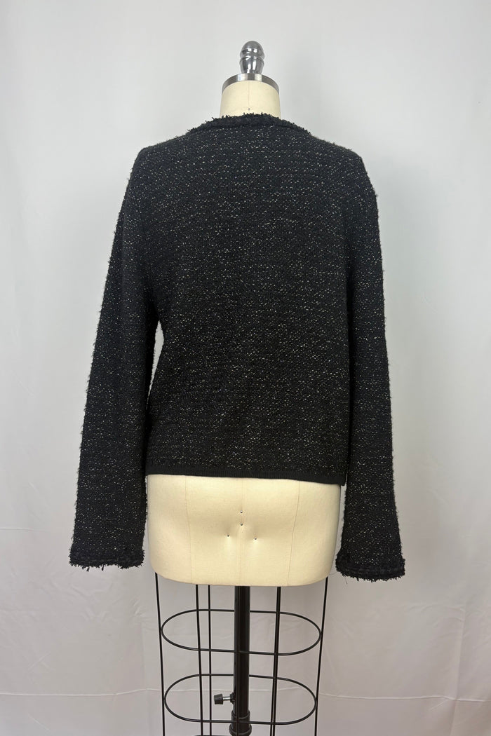 Massimo Dutti Black Tweed Lurex Cardigan