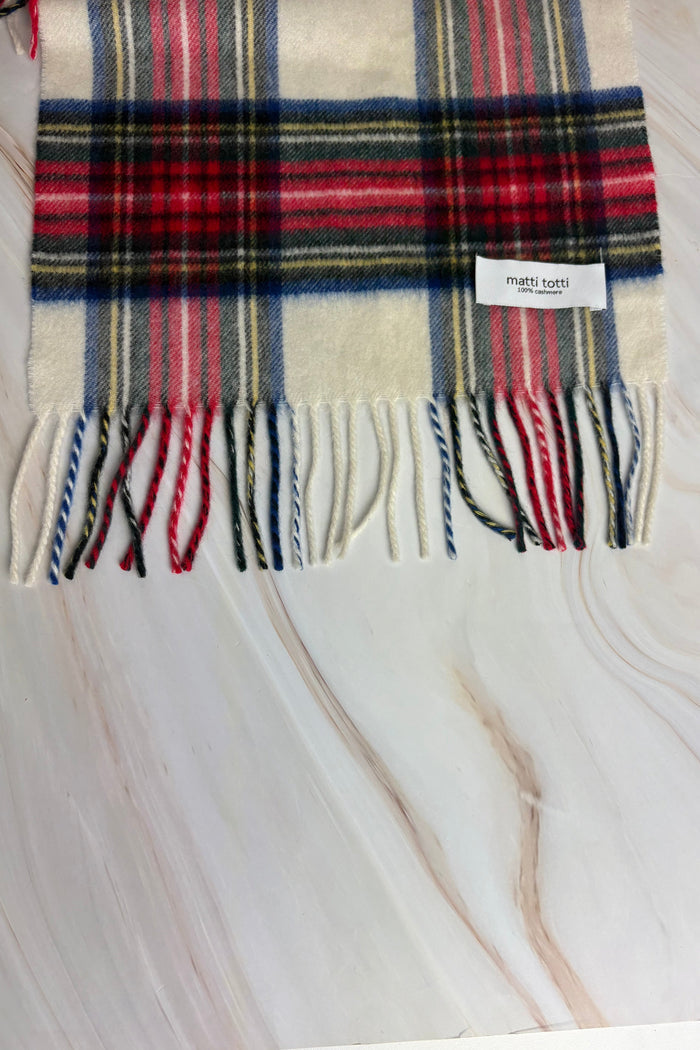Matti Totti Cream Royal Stewart !00% Cashmere Scarf