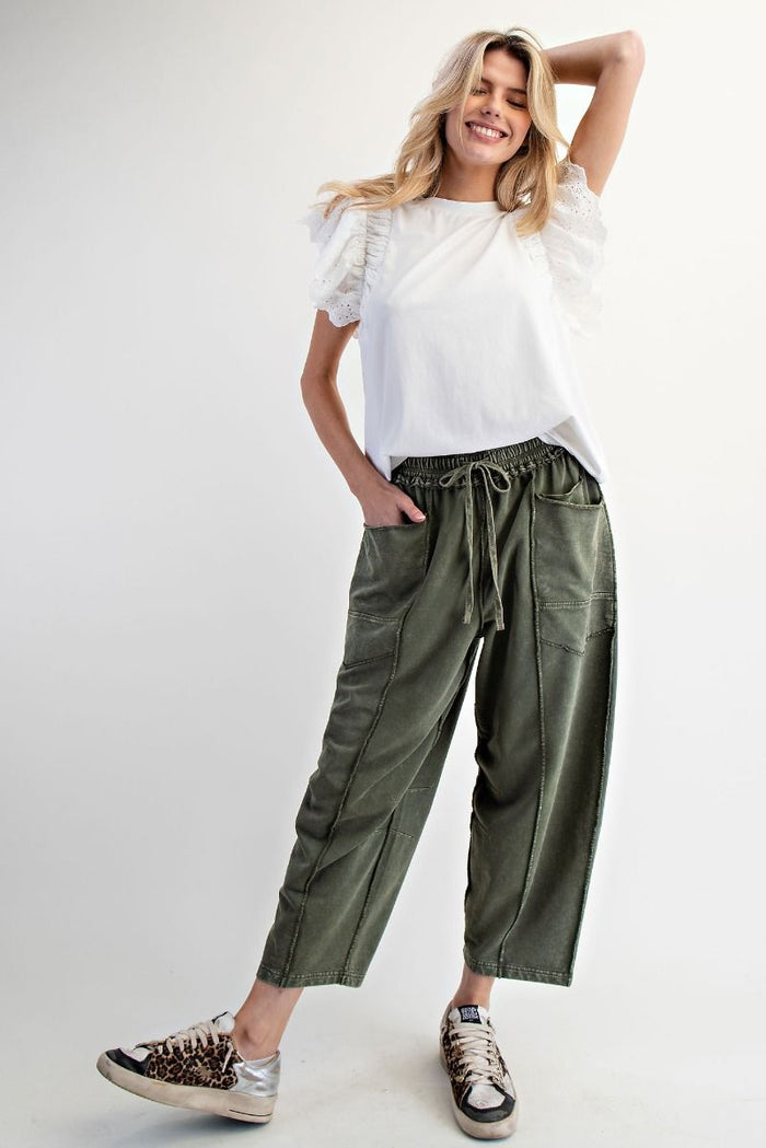 Mineral Washed Terry Knit Barrel Pants