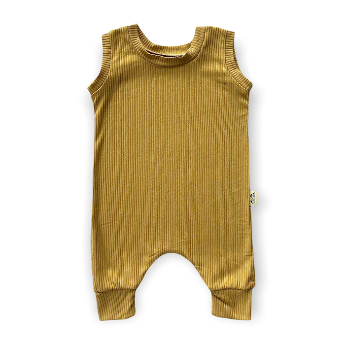 Mustard Ribbed Harem Romper
