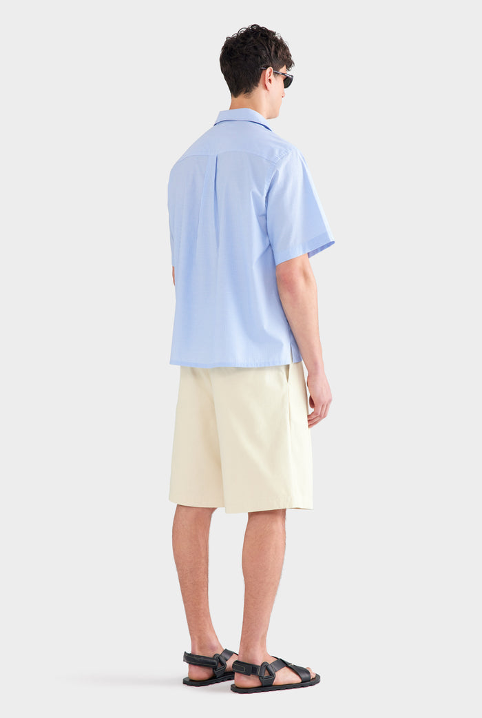 Oversized Stripe Short Sleeve Shirt - Blue/White Stripe