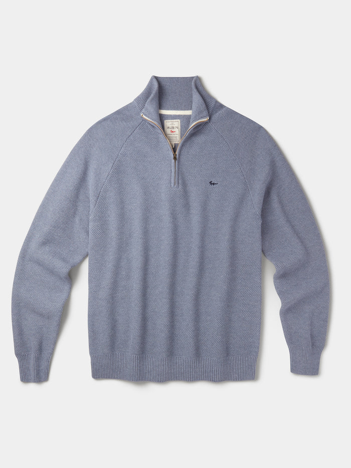 Aubin Pale Bliue Owmby Cotton Zip Neck | Zip Neck