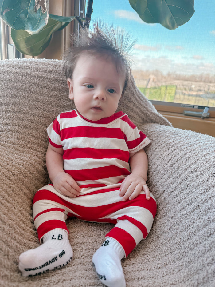 Red/White Stripe Harem Romper