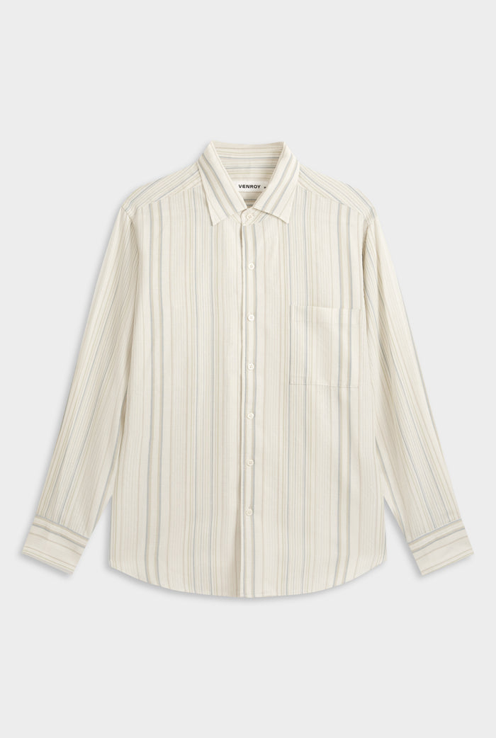 Relaxed Stripe Shirt - Off White/Blue/Taupe Stripe