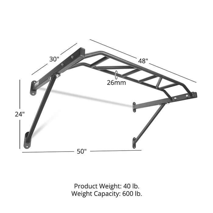 48" Wall Mounted Multi Pull-Up Bar