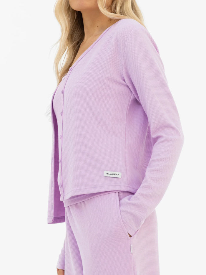 Soft Waffle Cardigan - Purple