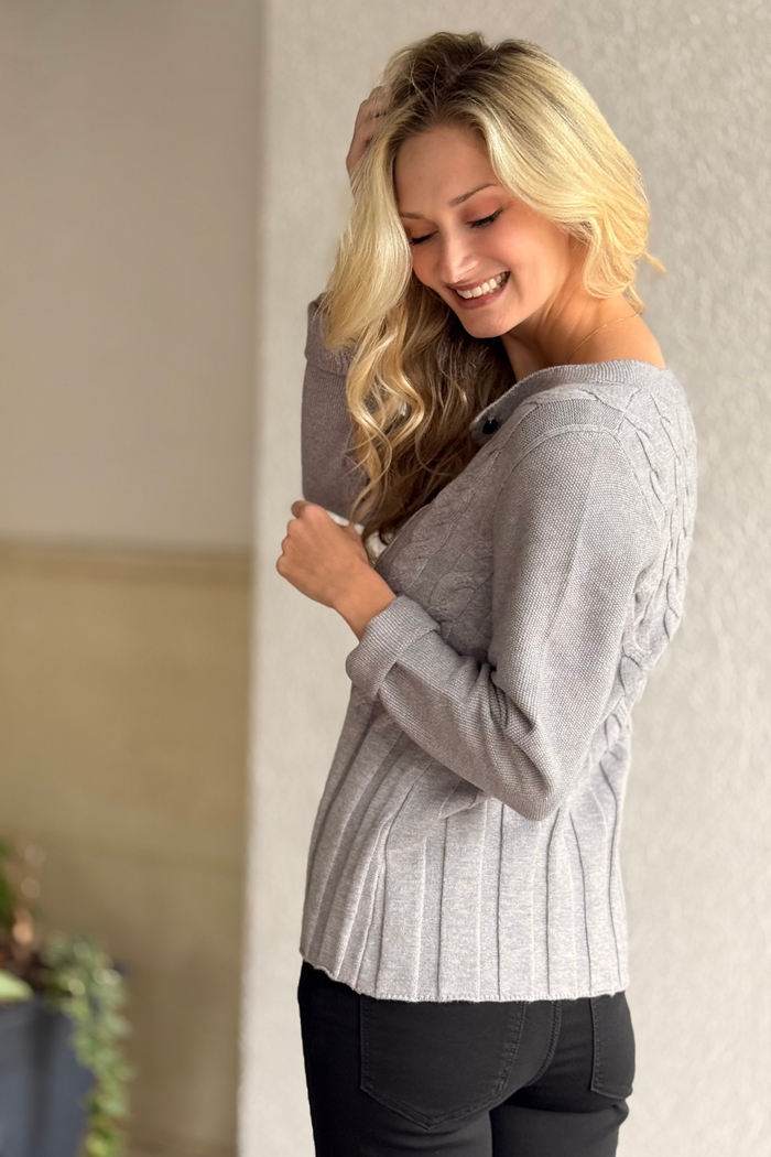 The Briar Cable Knit Cardigan – Grey