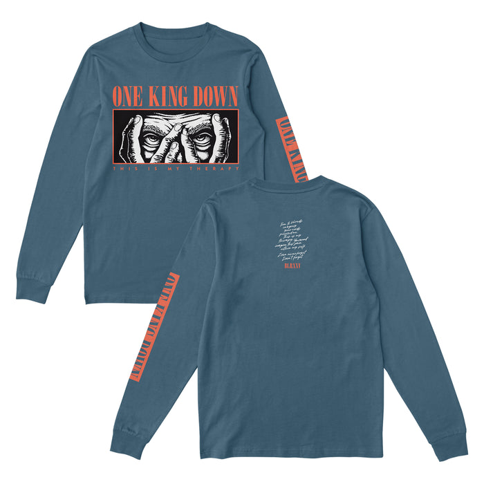 one king dowb This Is My Therapy - Indigo Long Sleeve front and back