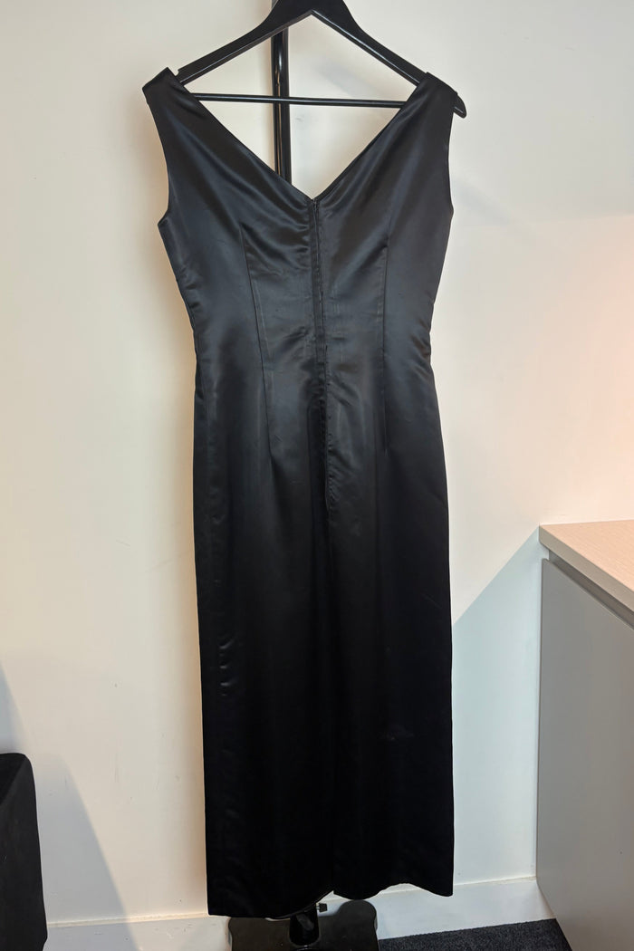 Vintage Satin Sheath Midi Dress