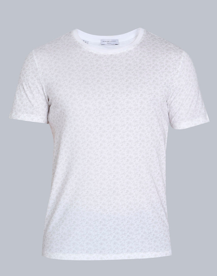 White Floral Print Crew Neck T-Shirt
