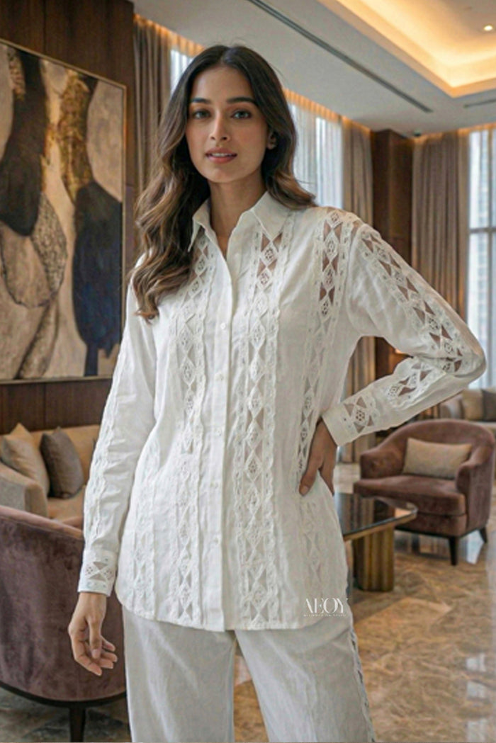 White lace co ord set women