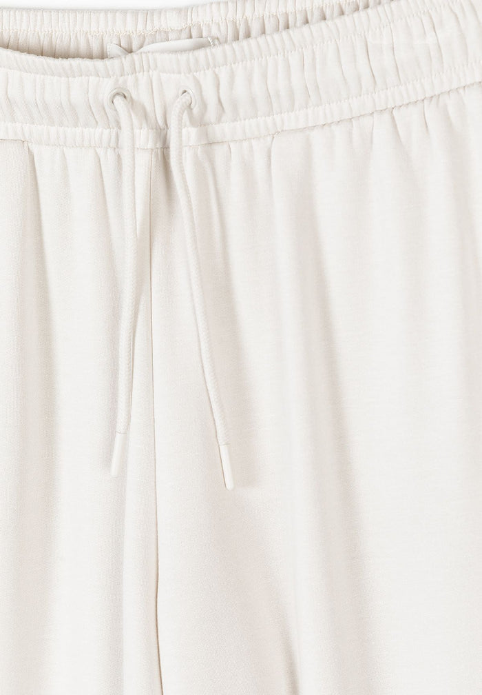 Wide Leg Joggers, Off White, Drawstring - 3