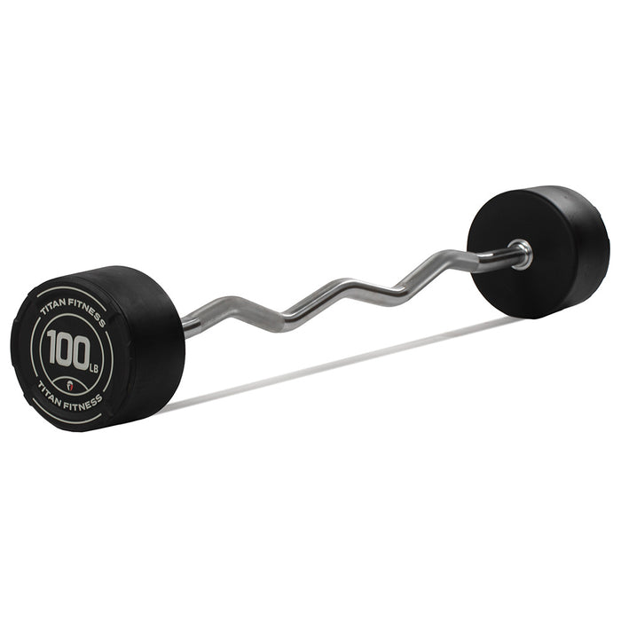100 LB EZ Curl Fixed Urethane Barbell