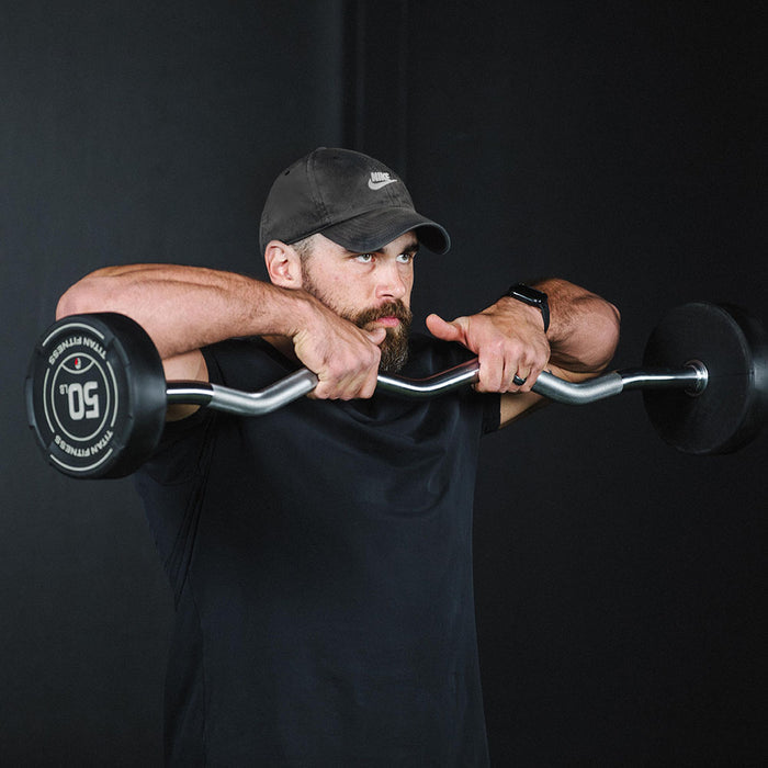 100 LB EZ Curl Fixed Urethane Barbell