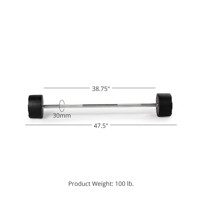 100 LB Straight Fixed Rubber Barbell